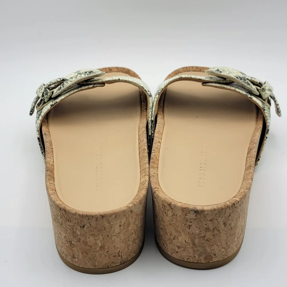 Women's Green Veronica Beard Snake-Print Buckle‎ Slide Sandals Size 8M. #1478
